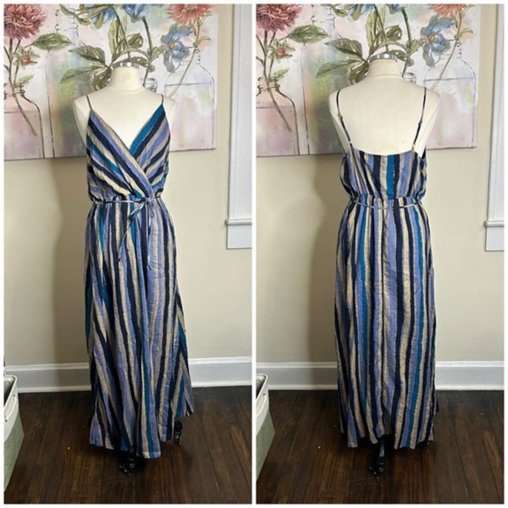 Umgee Striped Blue Multicolor Maxi Dress
